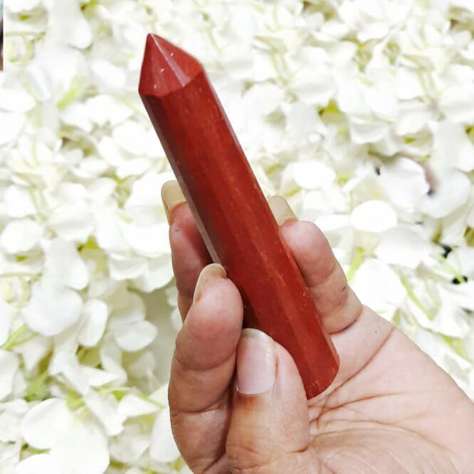 Image of Red Jasper Crystal Wand (100-150g) Natural Polished Healing Stone for Reiki, Meditation, Chakra Balancing, Energy Healing, Aura Cleansing, Massage Therapy, Feng Shui Decor & Spiritual Gift