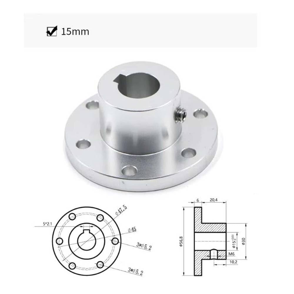 Acoplador rígido de 15mm, brida metálica para ejes de motores y robótica