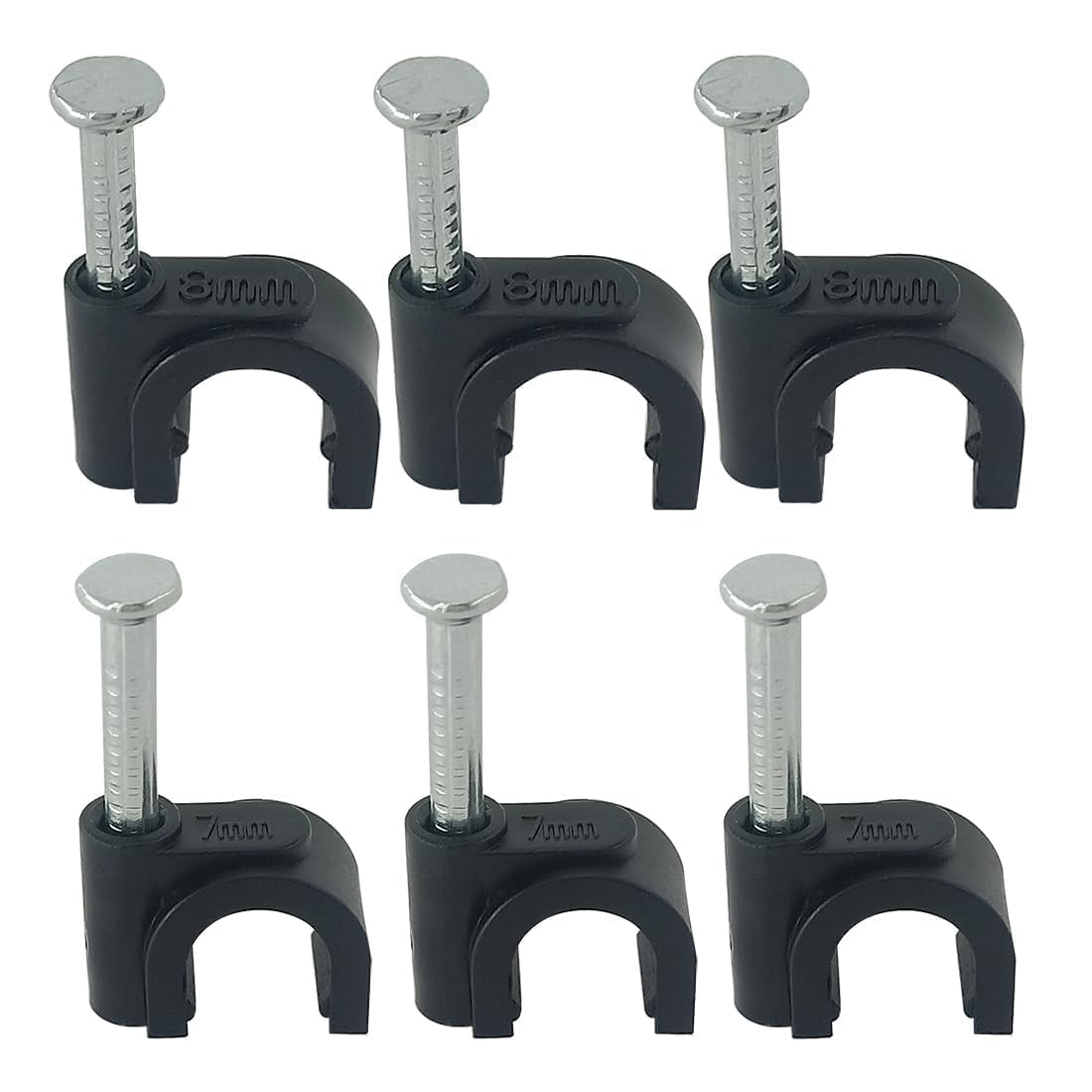 Cable Clamps Nail Clamp 7 mm 8 mm (200 Pieces Total) Cable Management Electric Ethernet Cable Harnesses TV Speaker Cable Tie Clips Single Coaxial Nail Clips Black