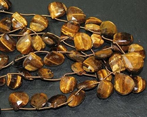 Perles de œil de tigre jaune de qualité briolette cœur facetté 15mm