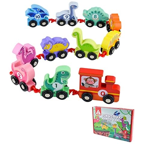 Tizund Juguetes Montessori Educativos de Tren de Dinosaurio de Madera Cover
