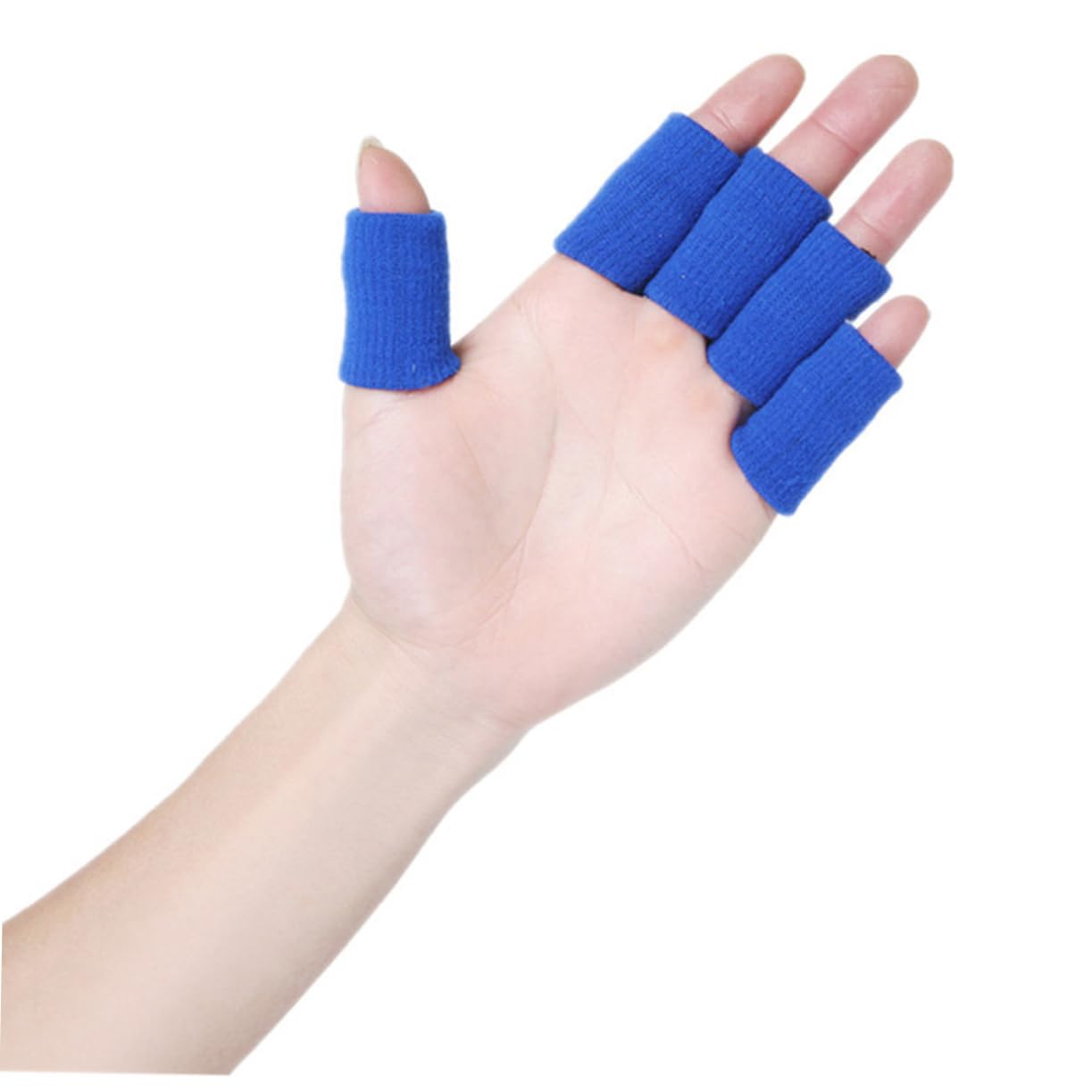 KOMBIUDA Nylon Finger Protectors Elastic Thumb Braces Sports Finger Sleeves for Volleyball Badminton Basketball Gym
