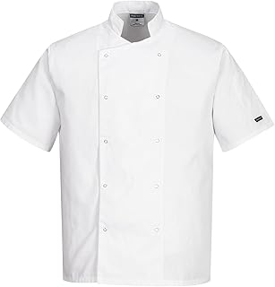 Portwest C733 Portwest Cumbria C733BKRXS - Casaco de chef, cinzento quadro unissexo adulto (embalagem de 1) OEKO-TEX STANDARD 100