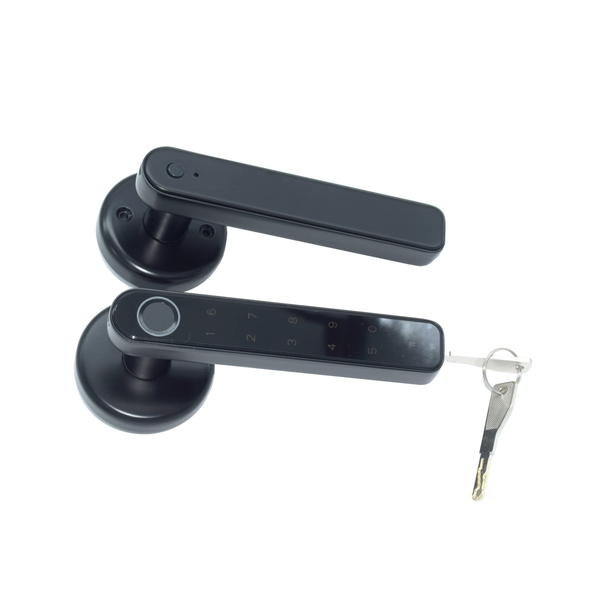Serratura Smart, Tuya APP Remote Control Smart Fingerprint Password Lock Biometria elettrica Numero di codice Serratura a scrocco singolo con chiave ,Smart Lock Facile da Installare(Silver Tuya gatewa