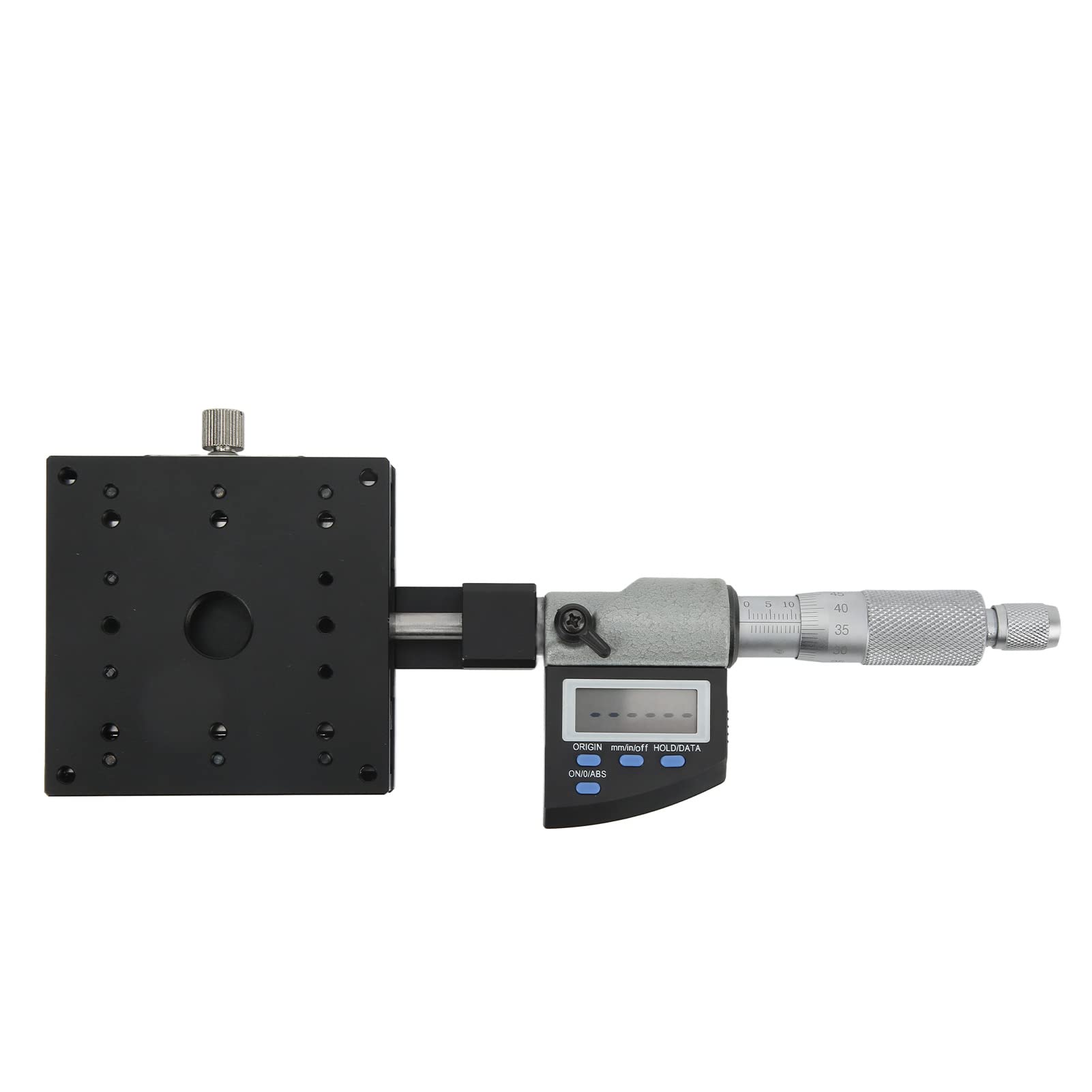 X-Achsen-Schiebetisch, Digitalanzeige-Mikrometer, manuelle lineare Feinjustierplattform, hochpräziser Trimm-Tisch aus Aluminiumlegierung 80x80mm für die optische Ausrichtung im Labor