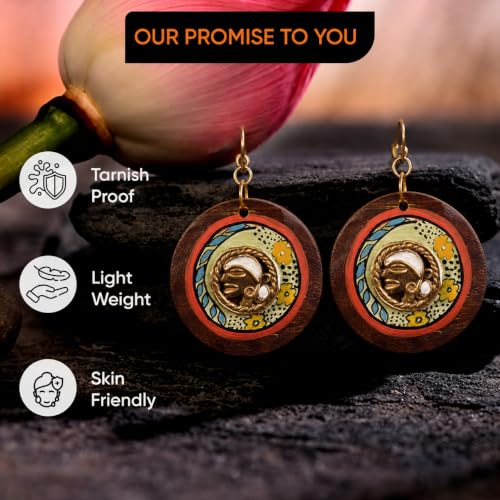 Image of Handcrafted Tribal Wooden Earrings Collection for Women - Butterfly, Princess & Modern Geometric Statement Designs