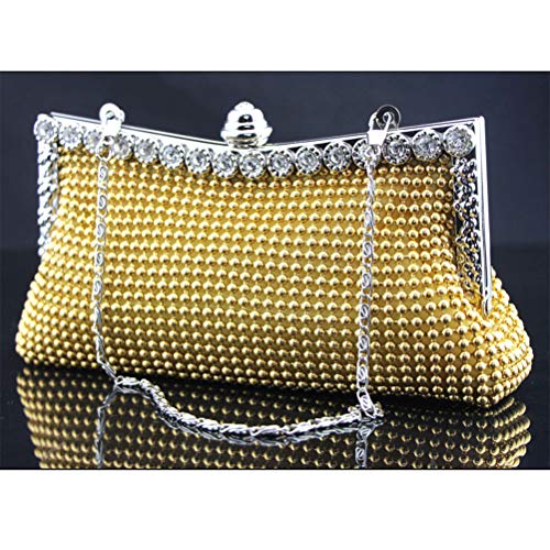 Tendycoco Bolsa de mão de luxo cravejada com bolsa de corrente de diamante para mulheres (dourada),