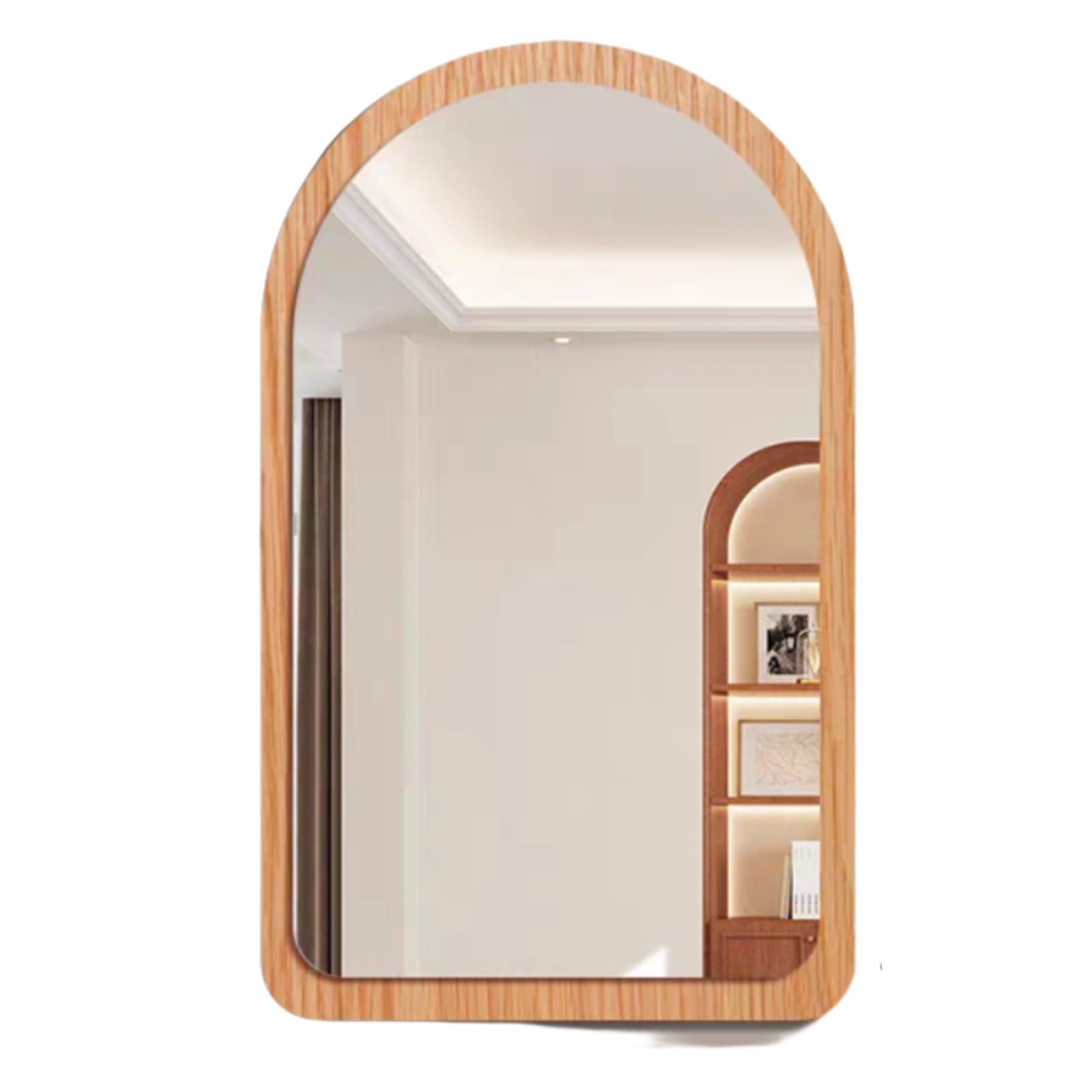 Miroir mural arqué en bois authentique marron foncé pour créer un intérieur cosy et accueillant