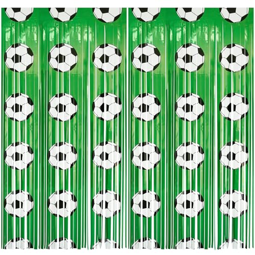 Pack 2 Cortinas de Flecos de Fútbol 3.3x6.6ft Verde