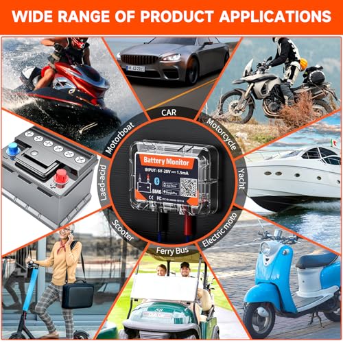 Batteriewächter 12v Bluetooth 4.2 Battery guard DC 6V-20V Batterie monitor Überwachung Batteriestatus in Echtzeit mit Kurzschluss und Verpolungsschutz Abnormale Warnung.