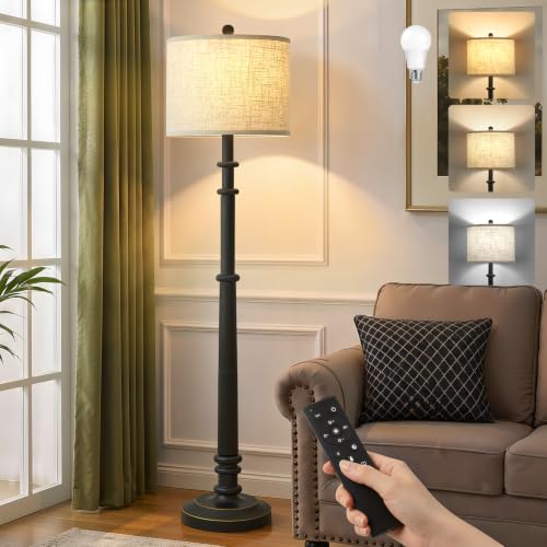 EJIAXIN Floor Lamps for Living Room - 60" Resin Farmhouse Tall Standing Lamp with Remote & Adjustable Color Temperatures