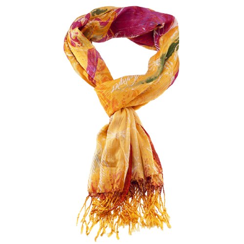 Christian Audigier 80x40 Logo Printed Fringe Scarf - Orange