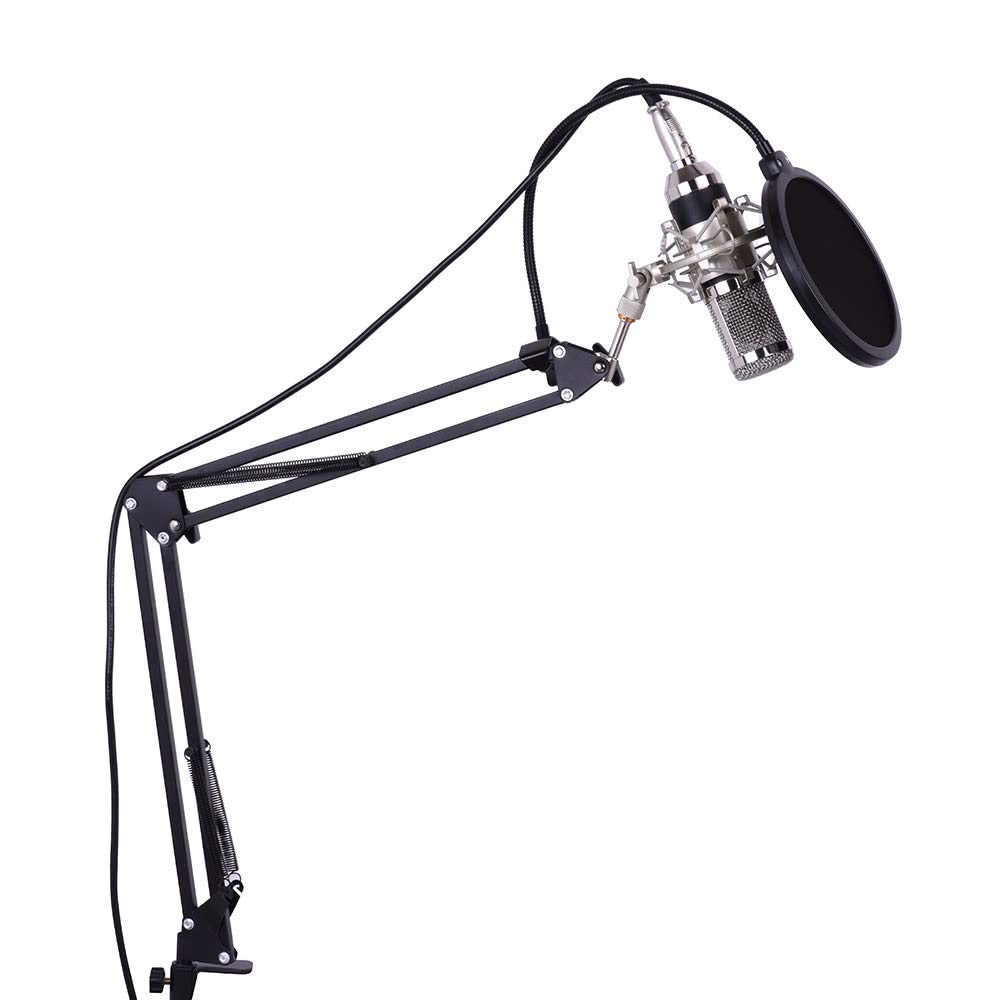 Zestaw profesjonalnego mikrofonu pojemnościowego do nagrywania w studiu nadawczym,Black One Size
