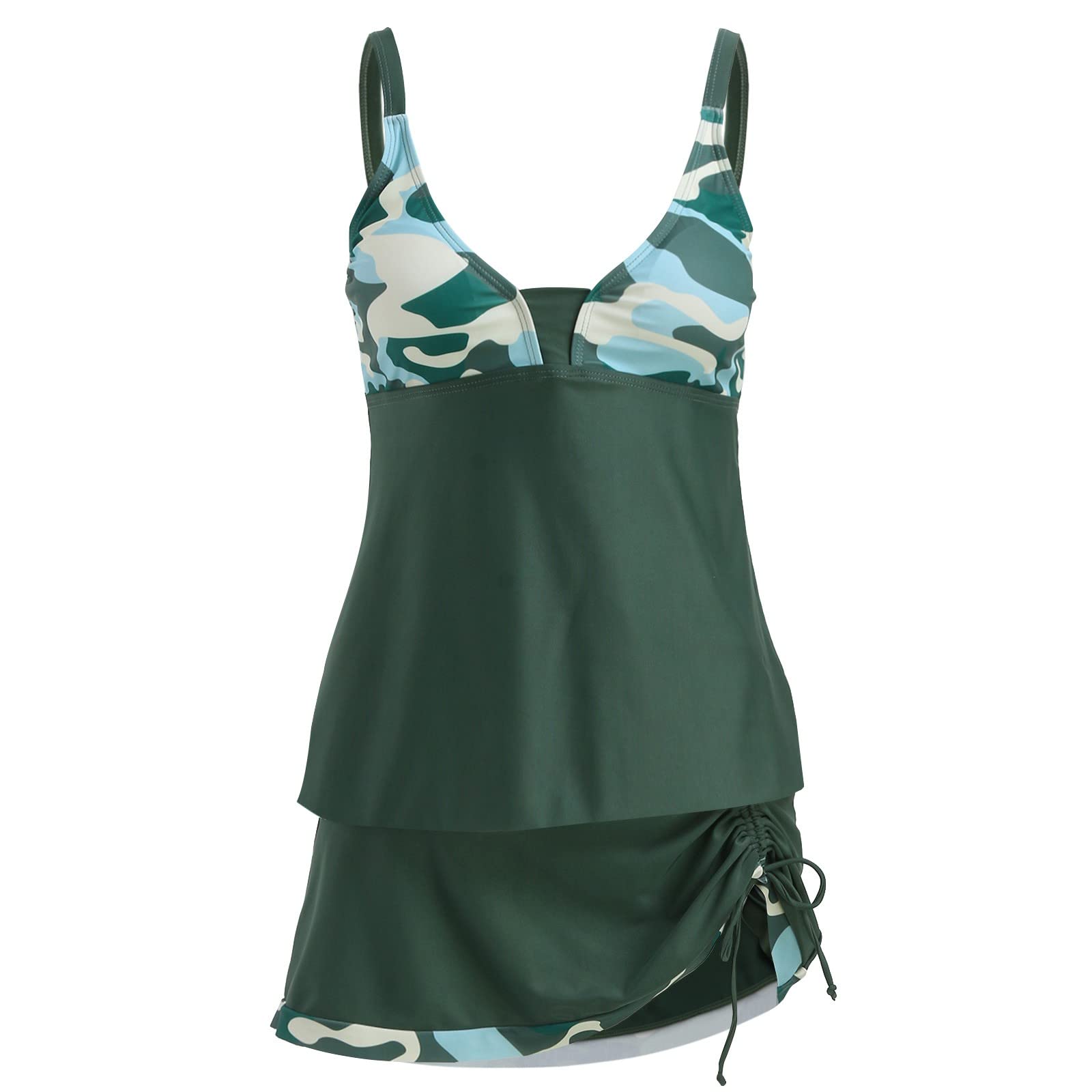 Conjuntos De Bikini for Mujer Tankini 2 Piezas Traje Baño Normal Talle Alto Verde Blanco Azul Dorado Negro Acolchado Trajes con Alambre En Deportes Vacaciones Tirantes Sexy Sostén Acolchados