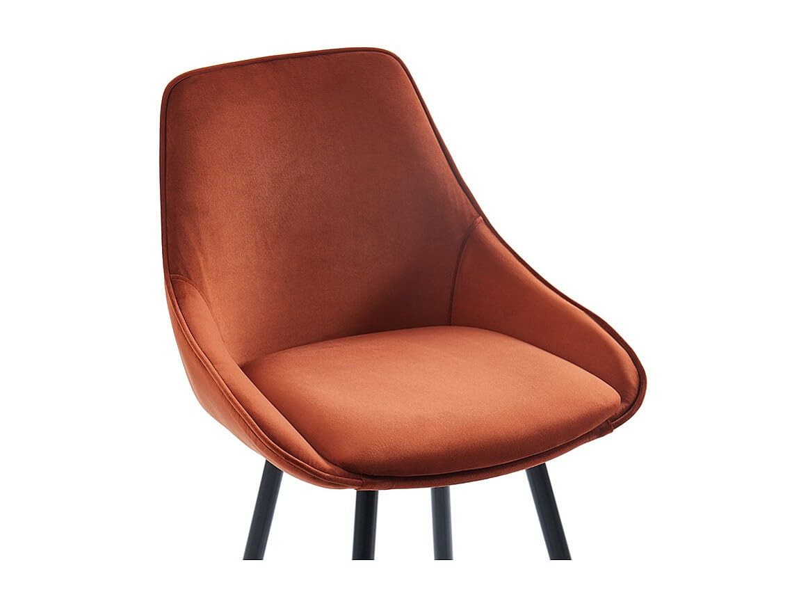 Vente-unique - Lot de 2 tabourets de Bar - Velours - Terracotta - MASURIE