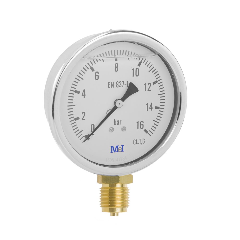 Mei 6055121600 – Manomètre glycérine droit avec laiton, 100 mm)