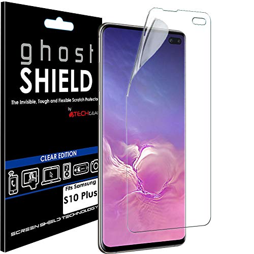 Techgear,Protector de pantalla para Samsung Galaxy S10 Plus S10+ (edición ghostShield, película de TPU reforzada, área de pantalla curvada (no compatible con S10e, S10)
