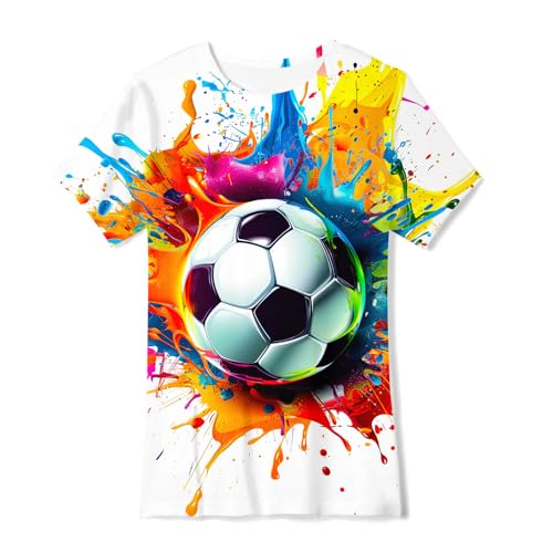 Image of 3D Graphic Short Sleeve Shirts Boys Girls Cool T-Shirt Unisex Novelty Tees for 7-12 Years Teens
