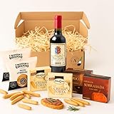 AF® - Cesta gourmet para regalar con vino mini Tierra Grande 37.5cl, quesos cremas, paté al Pedro Ximenez, sobrasada y picos artesanos – Cestas de navidad para regalar