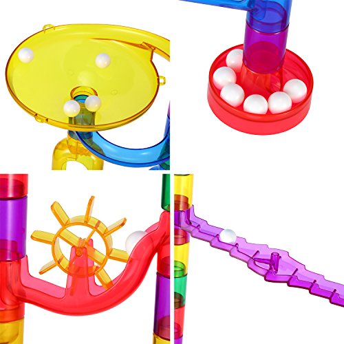 Magicfly Marble Run Set, 127 Pcs Marble Race Track for Kids with Glass Marbles Upgrade Marble Works Set