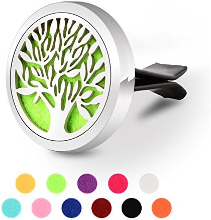 GerTong Aromatherapy Car Diffuser, Vent Clip Essential Oil Diffuser for Car Air Freshener, Car Diffuser Clips with 11 Refill Pads (Tree)