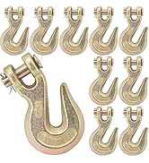 V-chen 10Pcs 3/8" Chain Hook Clevis Grab Hook, Forged Grade G70 Steel Clevis Hooks, Heavy Duty Ch...