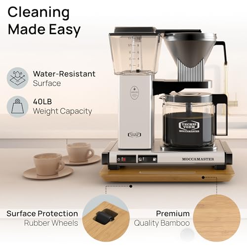 Ibyx Elegant Sliding Tray for Your Coffee Maker & Heavy Kitchen Appliances - Sturdy, Slides Easily from Under The Cabinet (Natural, 13”W x 10.5”D)