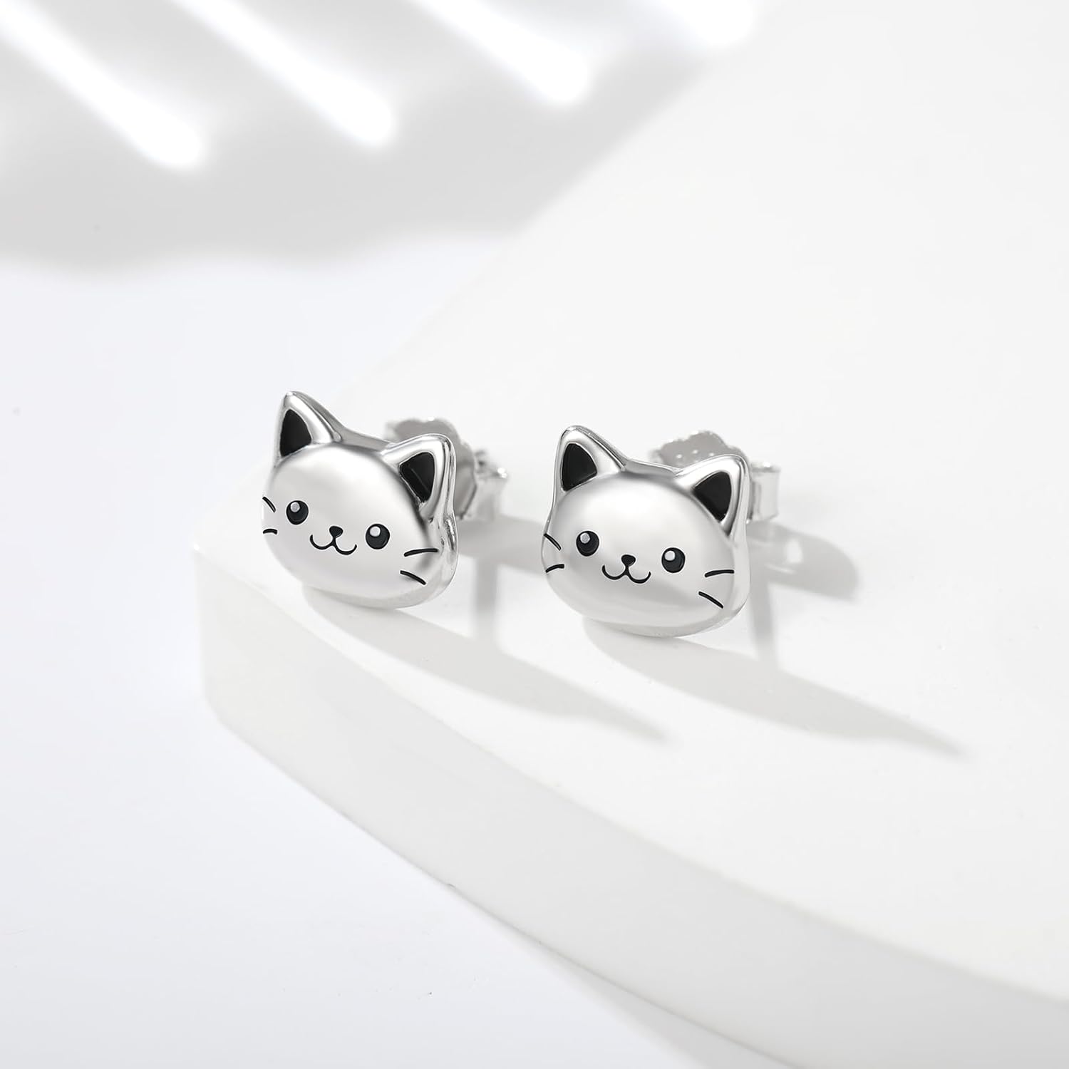925 Sterling Silver Cat Earrings Studs Hypoallergenic Kitten Kitty Jewelry Cute Cat Lover Gifts for Women - Image 4