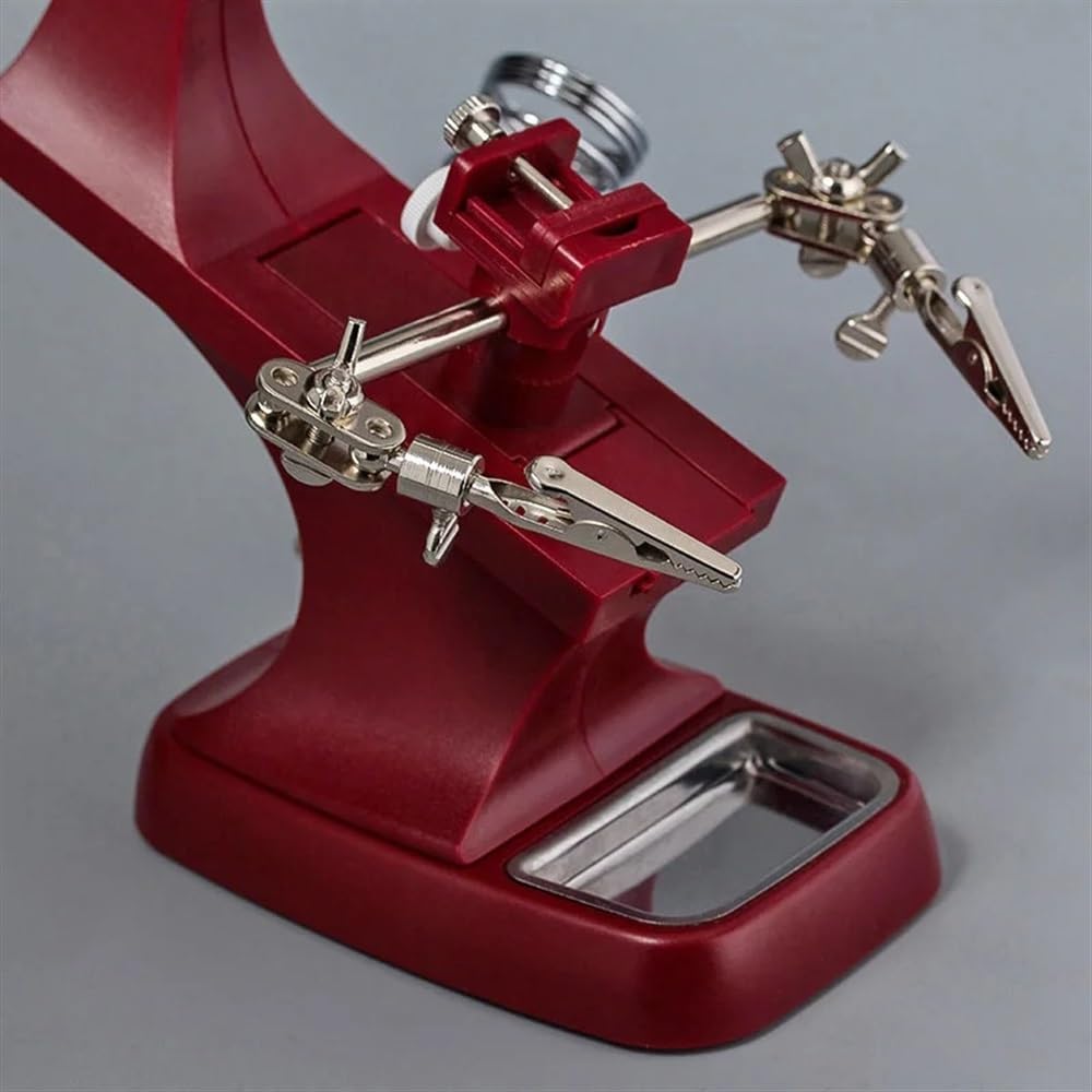 Ricambi per Microscopi da Laboratorio Lente d'ingrandimento da scrivania rossa Supporto for riparazione lampada for lente con clip ausiliaria for saldatura di terza mano tavolo 3X 4.5X LED