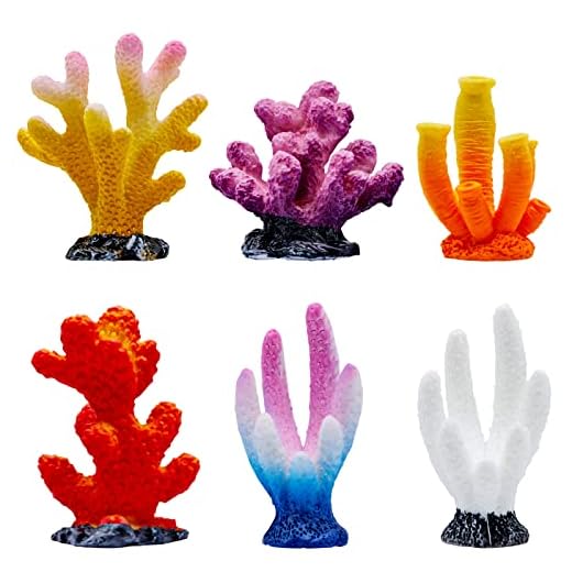 6Pcs Mini Coral Decor Fish Tank, Multicolor Artificial Ocean Coral Reef Ornaments for Aquarium Decorations