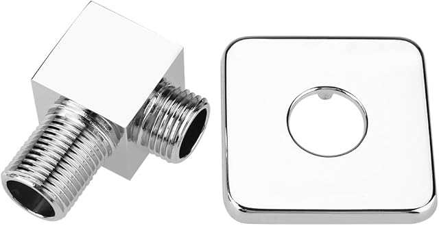 Solid Brass Shower Outlet Elbow Chrome Square Handheld Shower Hose Connector G1/2 Wall Supply Elbow Outlet Water Spout
