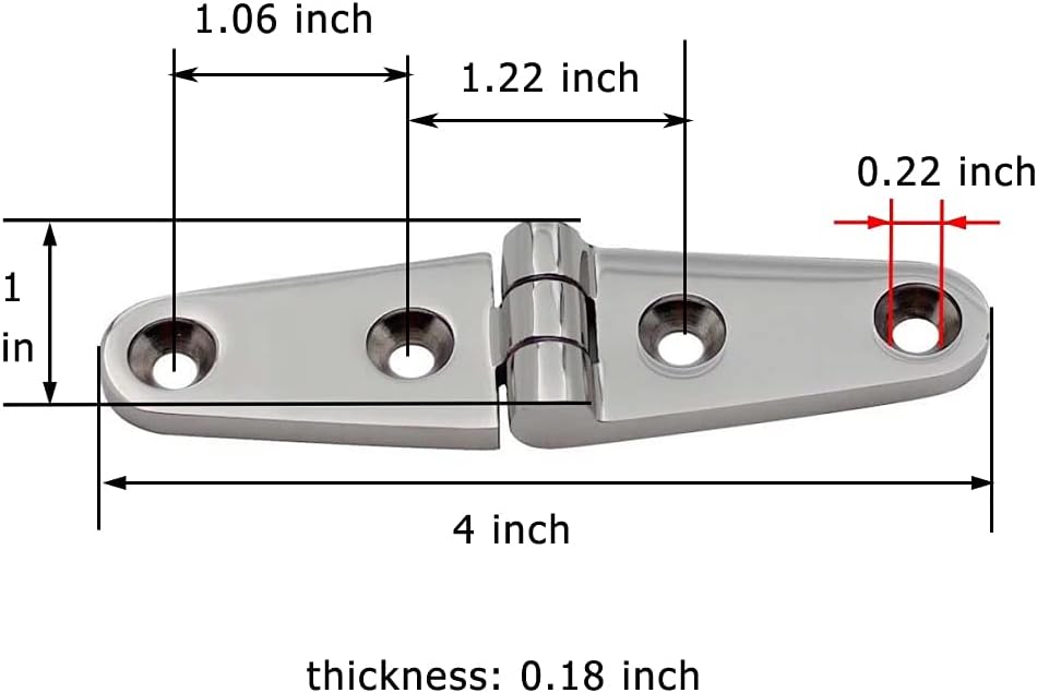 Ayunwei 4’’ x 1’’ Casting Strap Hinge 316 Stainless Steel Marine Grade Hinges for Boat, Cabinet, Hatch, RVs of 2 pcs : Sports & Outdoors
