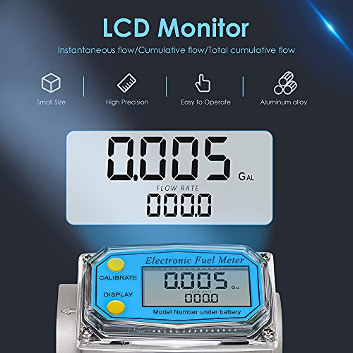 Cgoldenwall Turbine Flow Meter Digital Fuel Flowmeter With Fnpt Inlet/Outlet, 1Inch Flow Meter For Water Diesel Kerosene Gasoline, 2.5-26Gpm /9-100Lpm (1 Inch) #TOP1
