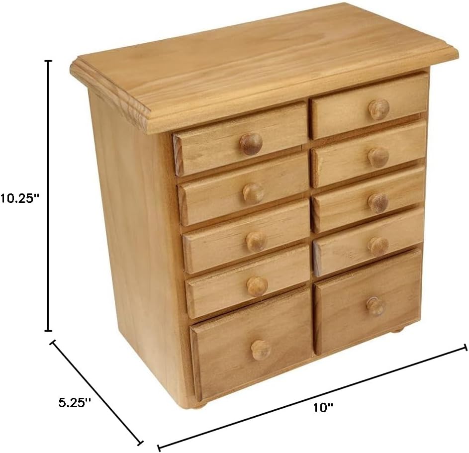 Renovators Supply Manufacturing Kitchen Spice Cabinet Drawer Organizer Small Pine Wooden Chest 10" Drawers
