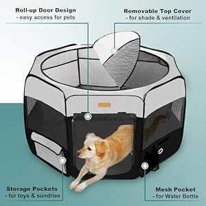 Pet Playpen Portable Foldable Playpen for Dog/Cat/Puppy Exercise Kennel Dogs Cats Indoor/Outdoor Removable Mesh Shade Cover Pet Playpen Portable Foldable Playpen for Dog/Cat/Puppy Exercise Kennel Dogs Cats Indoor/Outdoor Removable Mesh Shade Cover