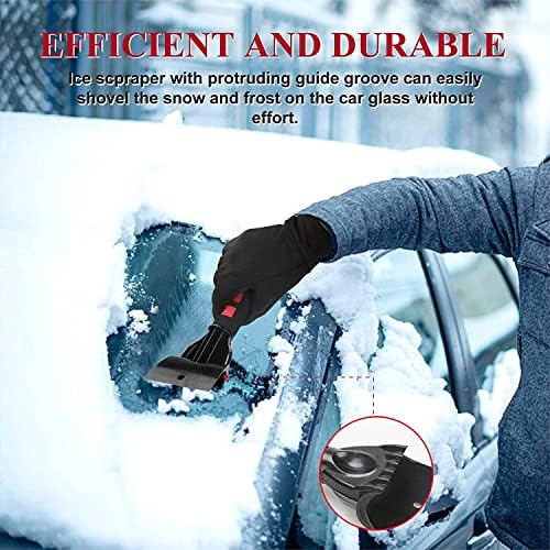 ESTOVE 2 Pcs Vehicle Ice Scraper for Car Snow Frost Ice Removal Tool for Cars and Small Trucks Windshield with Foam Handle-Scratch Free, black