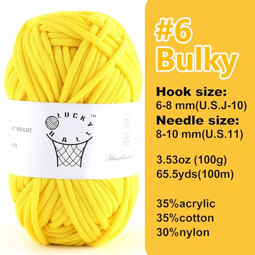 Image of 100g Yarn for Crocheting and Knitting,66yds /60m Cotton Yarn for Beginners,Cotton-Nylon Acrylic Blend Yarn for Beginners Crochet Kit Making(Lemon)