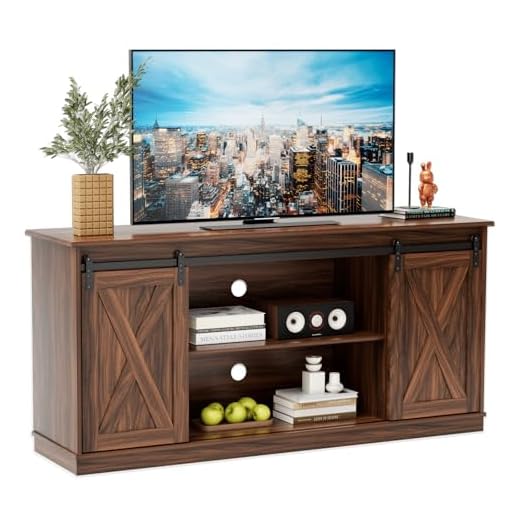 Farmhouse TV Stand with Sliding Barn Doors