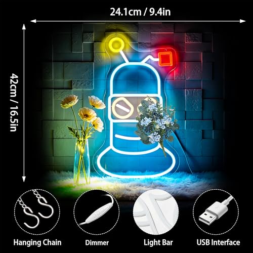Image of Robot Neon Signs for Wall Decor LED Sign Neon Lights Game Room Decor