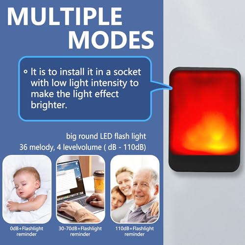 Campainha de flash alto com 7 cores de luz brilhante e 4 volumes, campainha sem fio 183 m, em casa/e