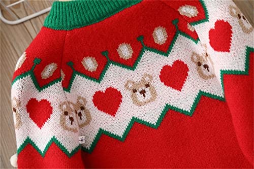 Baby Girl Cute Sweater Winter Long Sleeve Christmas Bear Knitted Crewneck Sweater Toddler Kids Boy Hooded Coat School3
