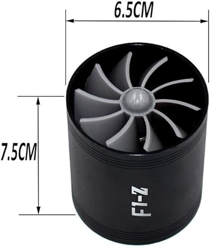 Miniatura 2 de Turbonador de admisión de aire para automóvil F1-Z de 2.5 pulgadas, turbina de ventilador doble, turbo de ahorro de combustible de súper gas (negro)