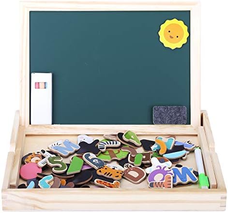 GEDIAO Wooden Drawing Board Magnetic Letters Educational Toy Animals Puzzle for Toddlers