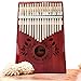 UNOKKI Kalimba Thumb Piano, Portable Mahogany Mbira Finger Piano with Instruction, Case, Tune Hammer, Cherry - Kalimba 17 Key for Kids