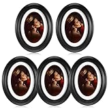 ABOOFAN 5 Pack Oval Picture Frame 5x7 Black, Vintage Wooden Wall Hanging Picture Frames for Home Office Decor, Photos Gallery