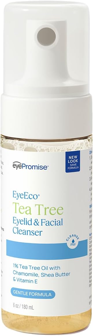 - EYEECO Gentle Tea Tree Eyelid & Facial Cleanser, 6 oz | Daily Face Wash & Eyelid Cleanser Gently Removes Dirt & Makeup - Hydrating Eye & Skin Care with Tea Tree Oil & Shea Butter