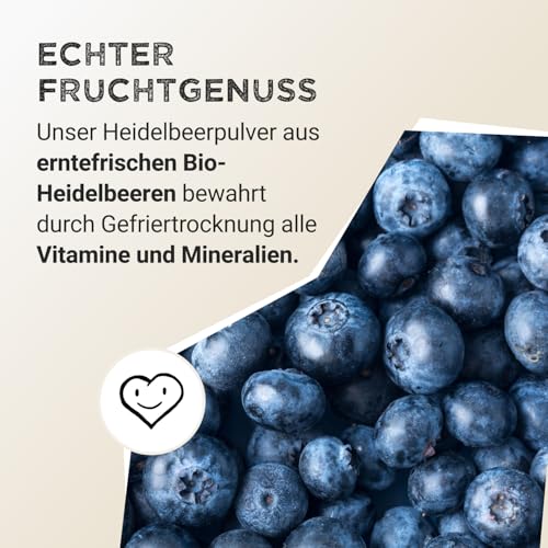 Harvest Republic Bio-Wildheidelbeerpulver aus gefriergetrockneten Früchten | Perfekt für Smoothie Bowls, Porridge und Frühstücksbowls | 100% Fruchtpulver ohne zugesetzten Zucker (125 g)