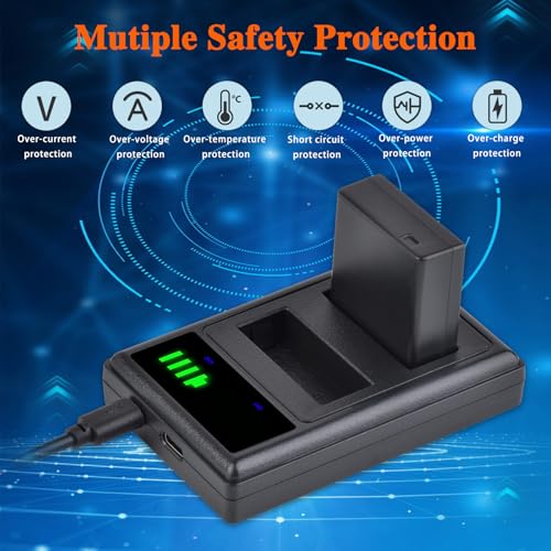 Pickle Power DMW-BLG10 DMW-BLG10PP Battery and LED Dual Charger for Panasonic Lumix DMC-GX85 DMC-GX80 DMC-ZS60 DMC-ZS100 DMC-GF3 DMC-GF5 DMC-GF6 DMC-GX7K DMC-LX100K DC-GX9 DC-ZS80 DC-G100 DC-ZS200