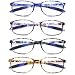 4 Pack Computer Blue Light Blocking Reading Glasses Flexible Lightweight Anti Eyestrain Designer Readers for Women Men, 1.25