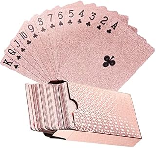 Rose Gold Poker Cards, Magic Game Cards Magic Poker Cards Gold Foil Poker Playing Cards Magic Cards Deck of Cards Plastic Poker Cards Waterproof Playing Cards for Game Family Card Birthday Party